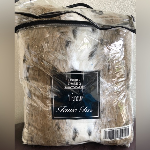 Dennis Basso Home Lynx Faux Fur Throw NEW - Picture 1 of 5